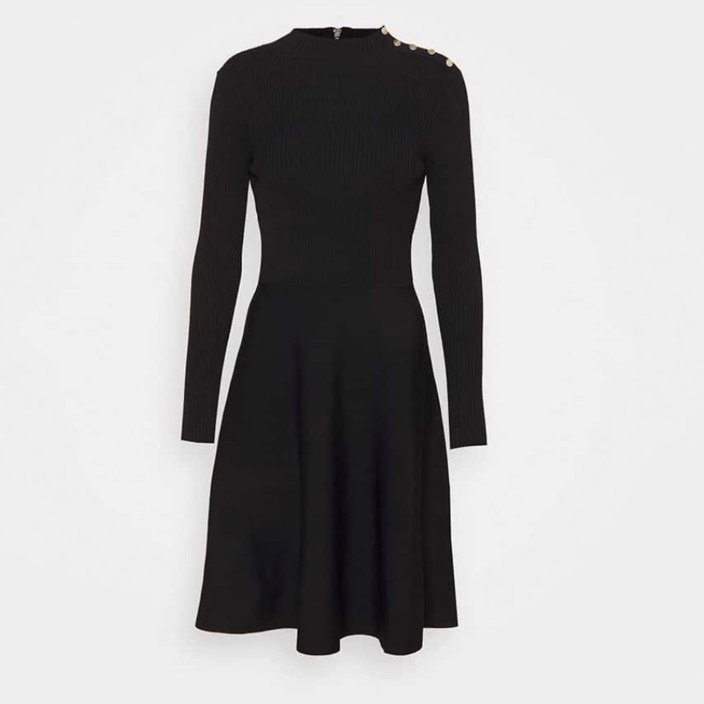 Ted Baker London Josey Button Detail Black Skater Dress Size0